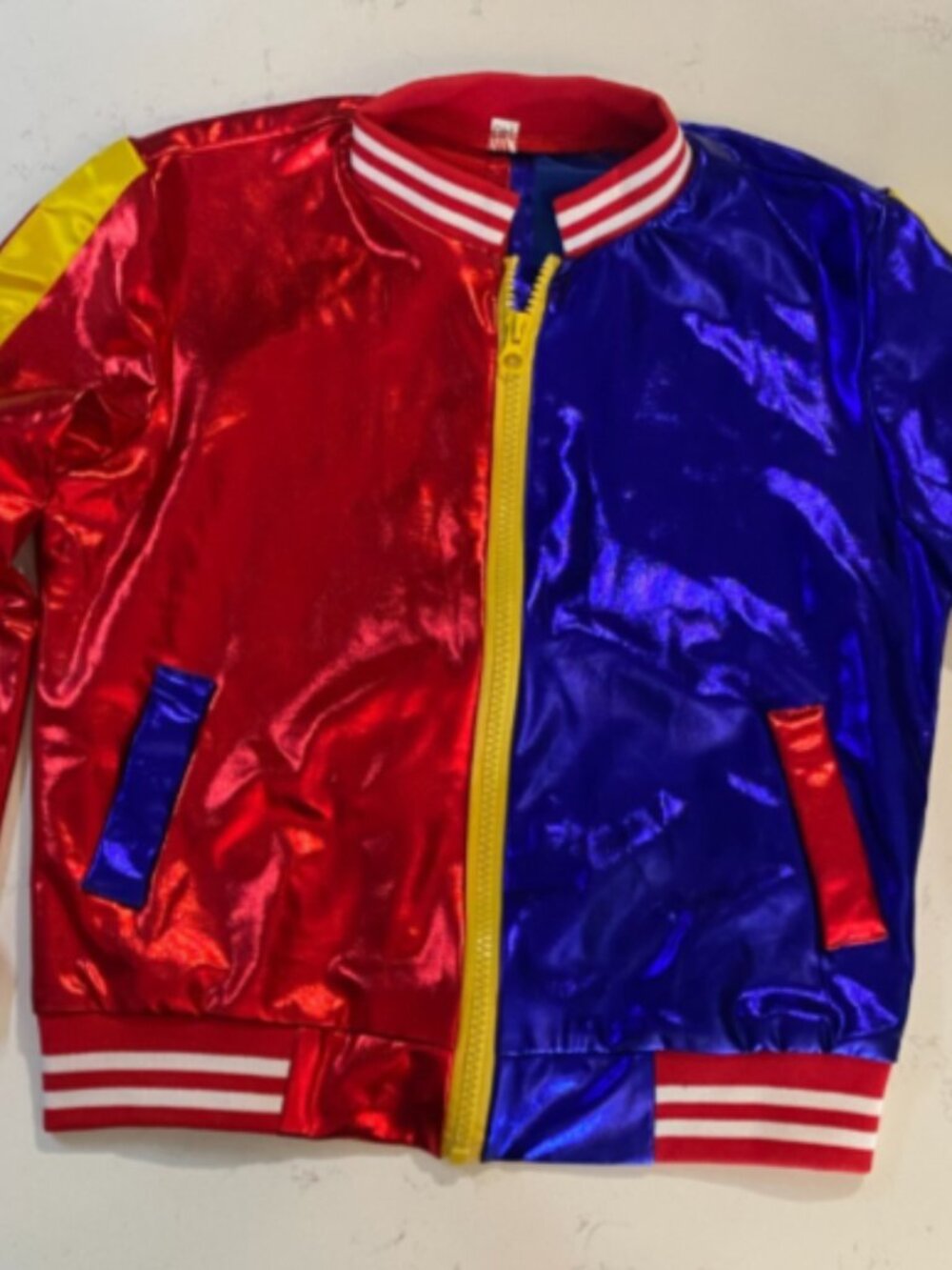 Property of Joker Harley Quinn Style Youth XL Red Blue Metallic Bomber Jacket